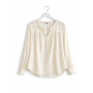 Rebecca Taylor 100% Silk Boho Blouse Ivory Size 6 Sheer Embroidered Long Sleeve